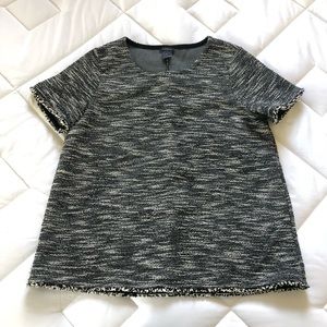Ann Taylor Black and White Textured Top